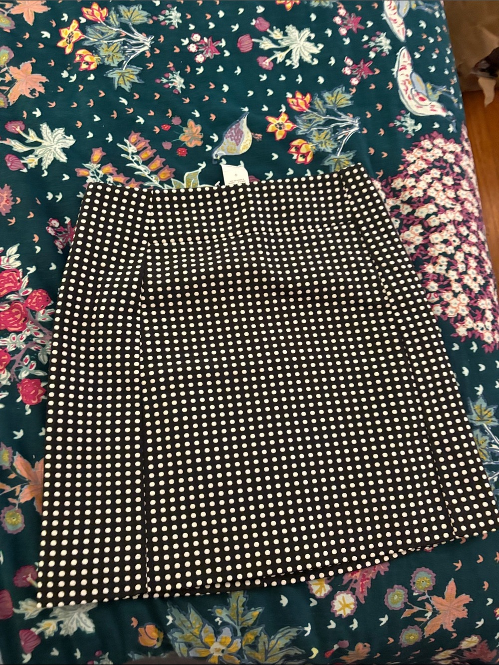 LOFT Black and White Polka Dot Mini Skirt